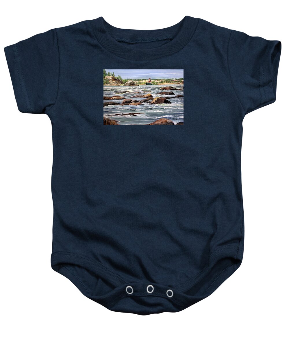 Canoe Baby Onesie featuring the painting The Canoeist by Marilyn McNish