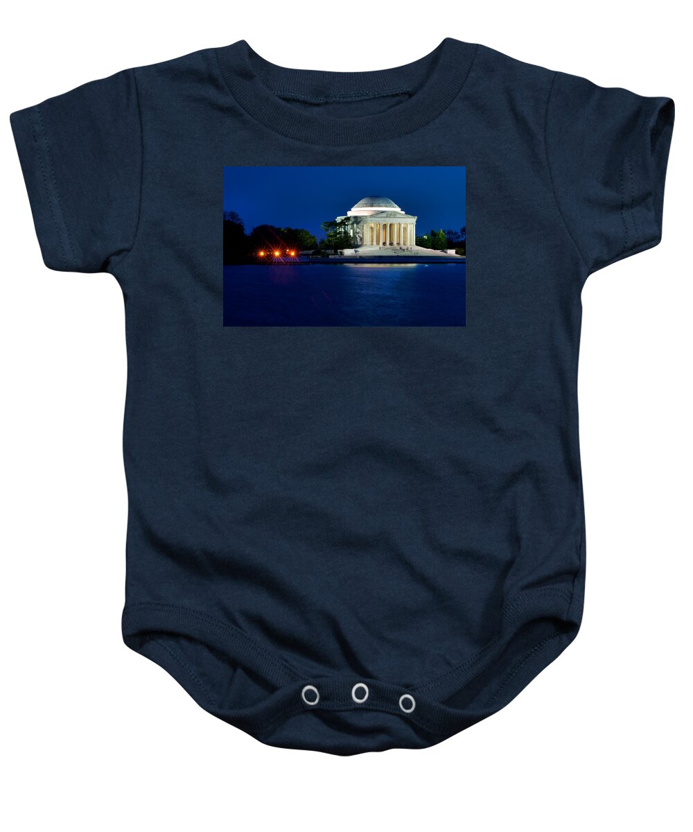 America Baby Onesie featuring the photograph The Jefferson Memorial at the Blue Hour of Twilight by Mitchell R Grosky