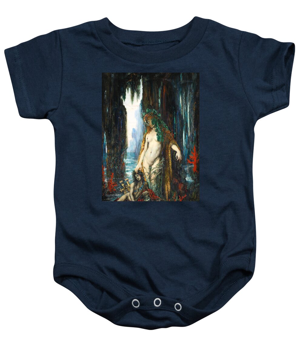 Gustave Moreau Baby Onesie featuring the painting The Poet and the Siren by Gustave Moreau