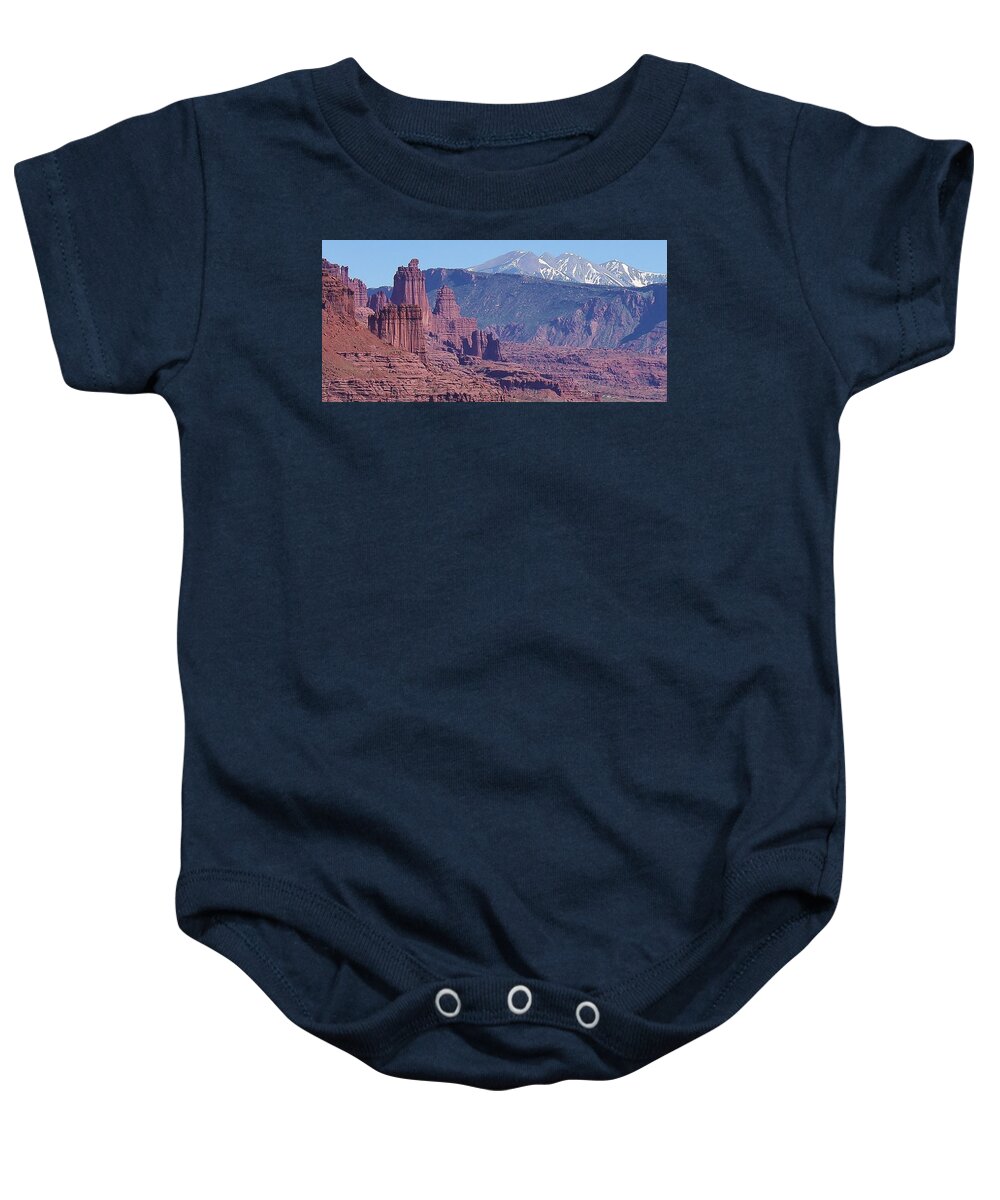 Landscape Baby Onesie featuring the photograph Towering Rockformations by Bruce Bley