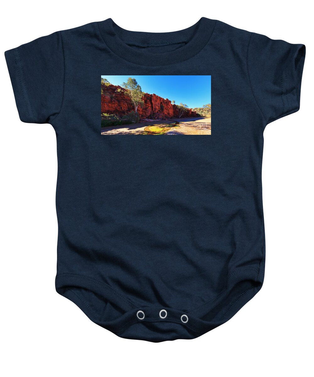 Trephina Gorge Outback Landscape Central Australia Water Hole Northern Territory Australian East Mcdonnell Ranges Baby Onesie featuring the photograph Trephina Gorge by Bill Robinson