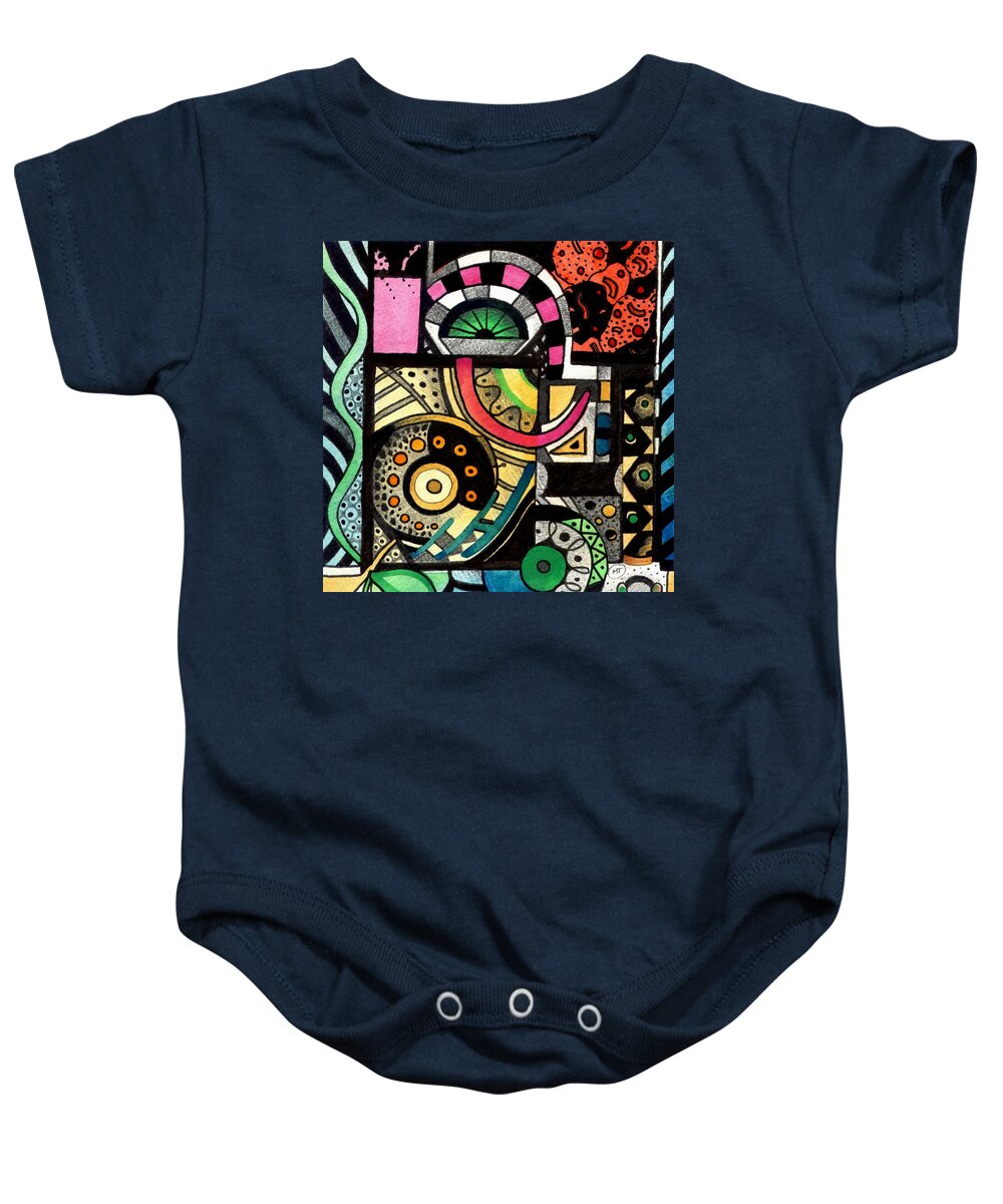 Abstract Baby Onesie featuring the painting Twisting and Turning by Helena Tiainen