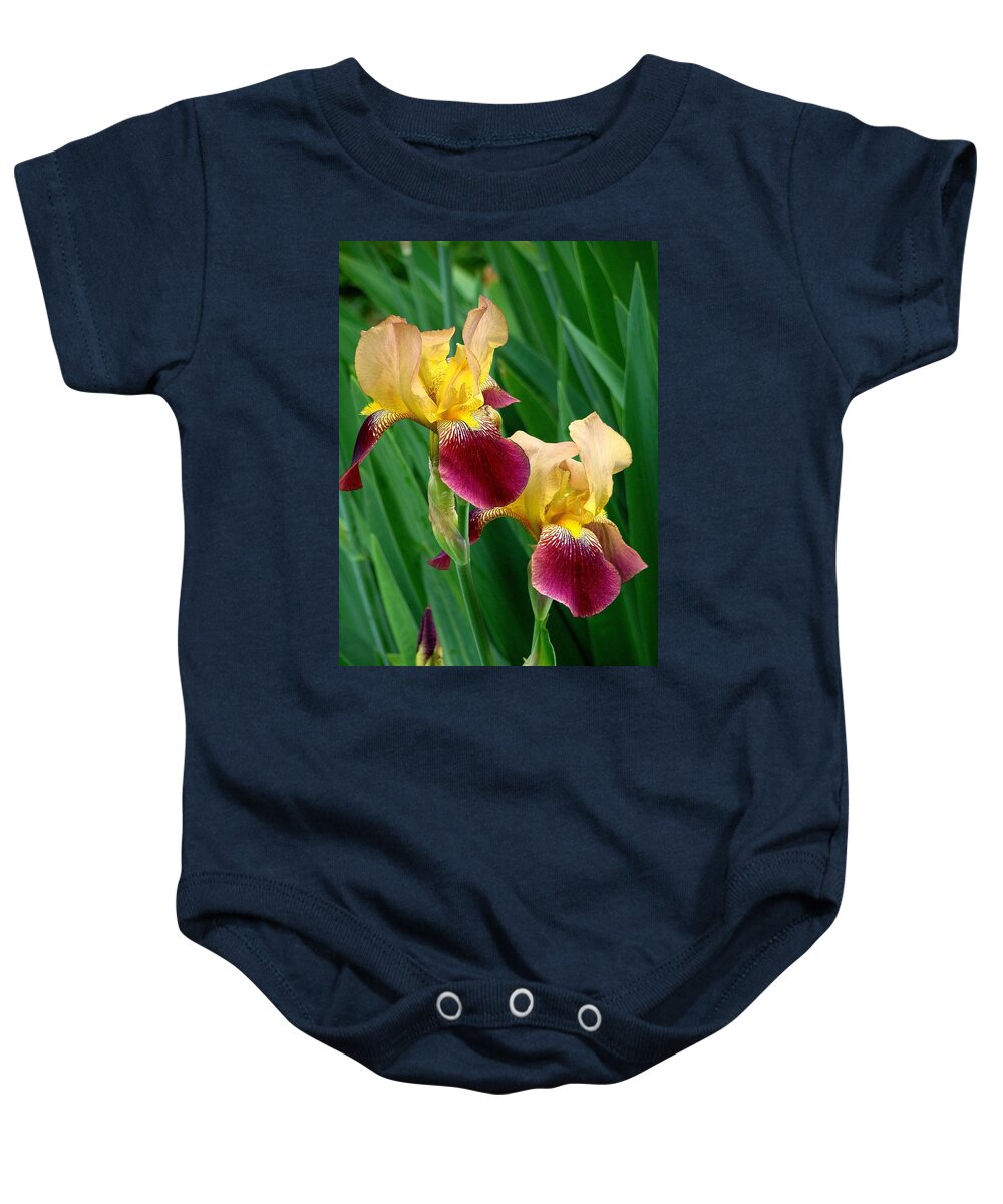 Fine Art Baby Onesie featuring the photograph Two Iris by Rodney Lee Williams