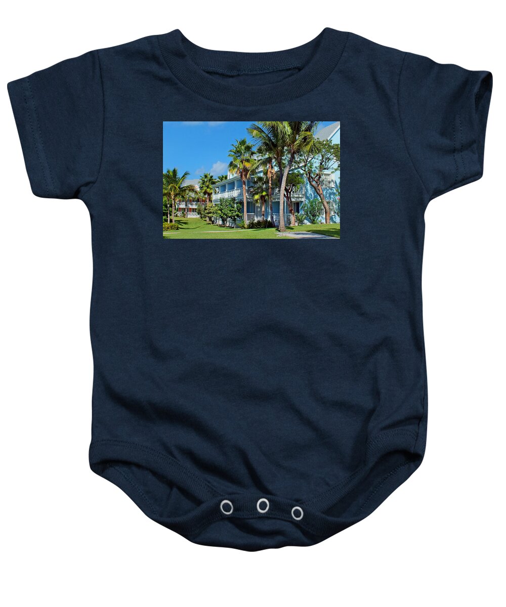 Duane Mccullough Baby Onesie featuring the photograph Valentines Resort and Marina 2 by Duane McCullough