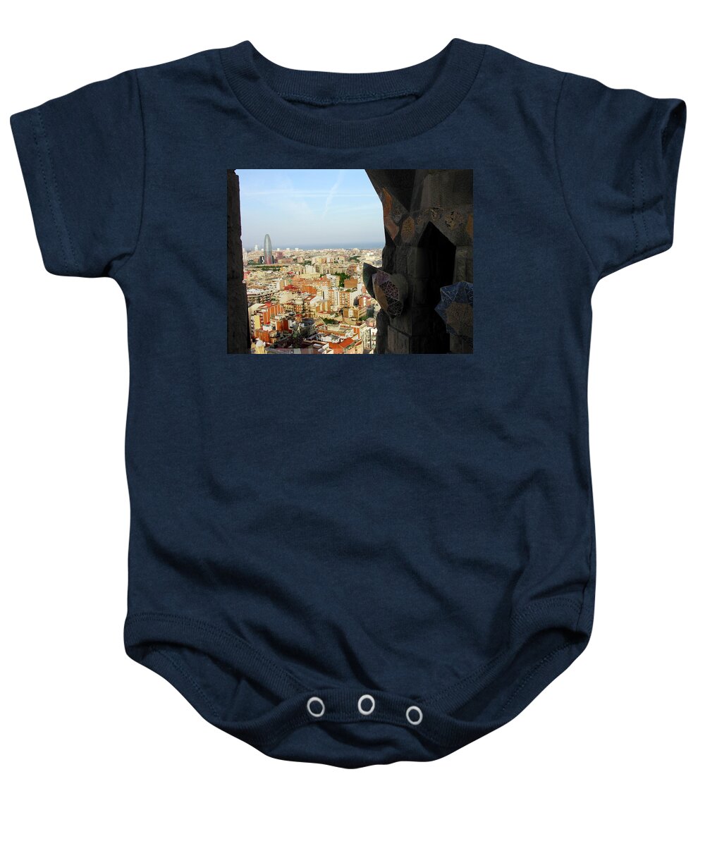 Barcelona Baby Onesie featuring the photograph View of Barcelona from Sagrada Familia by Jacqueline M Lewis