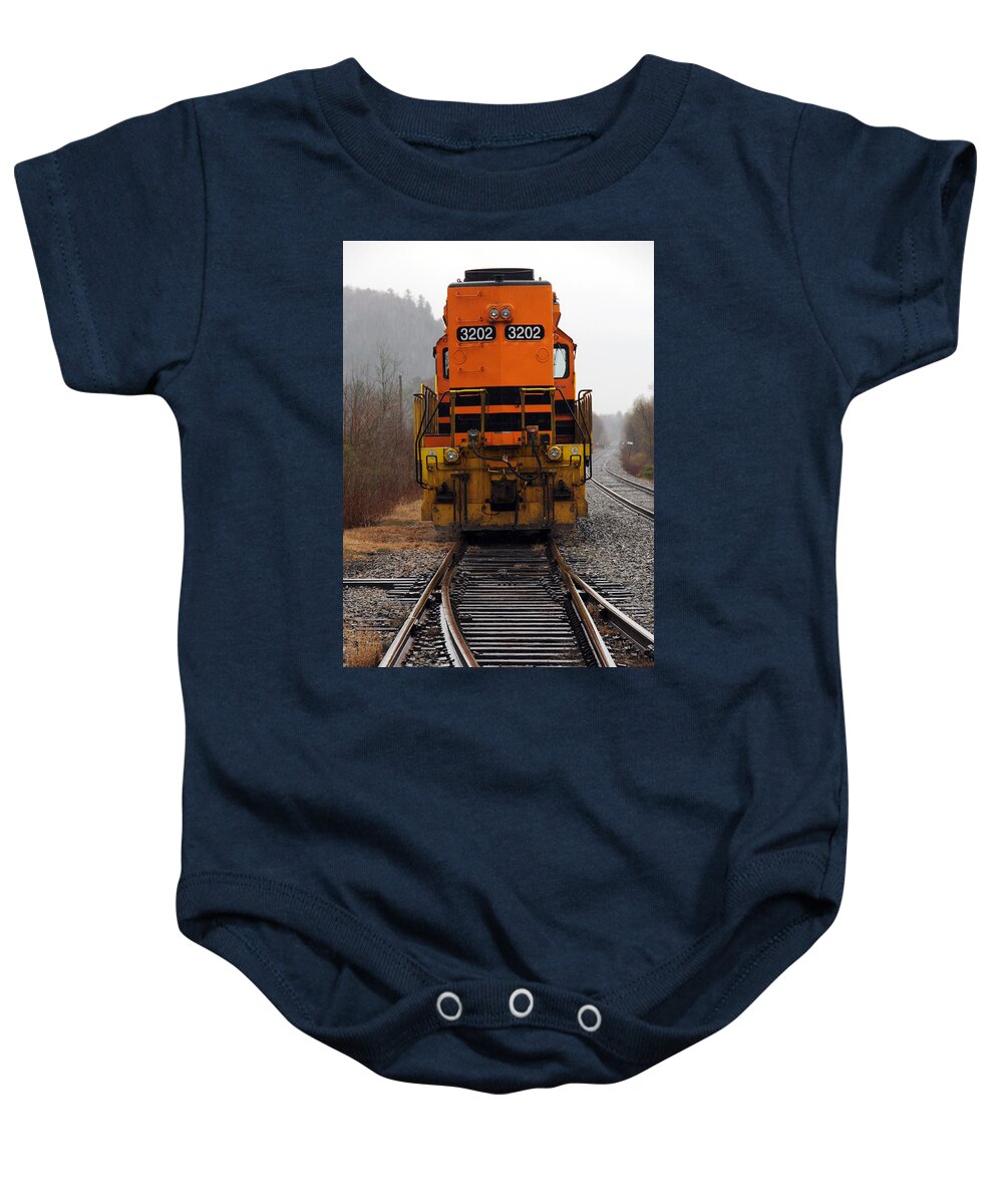 Train Baby Onesie featuring the photograph Which Way by Mike Martin