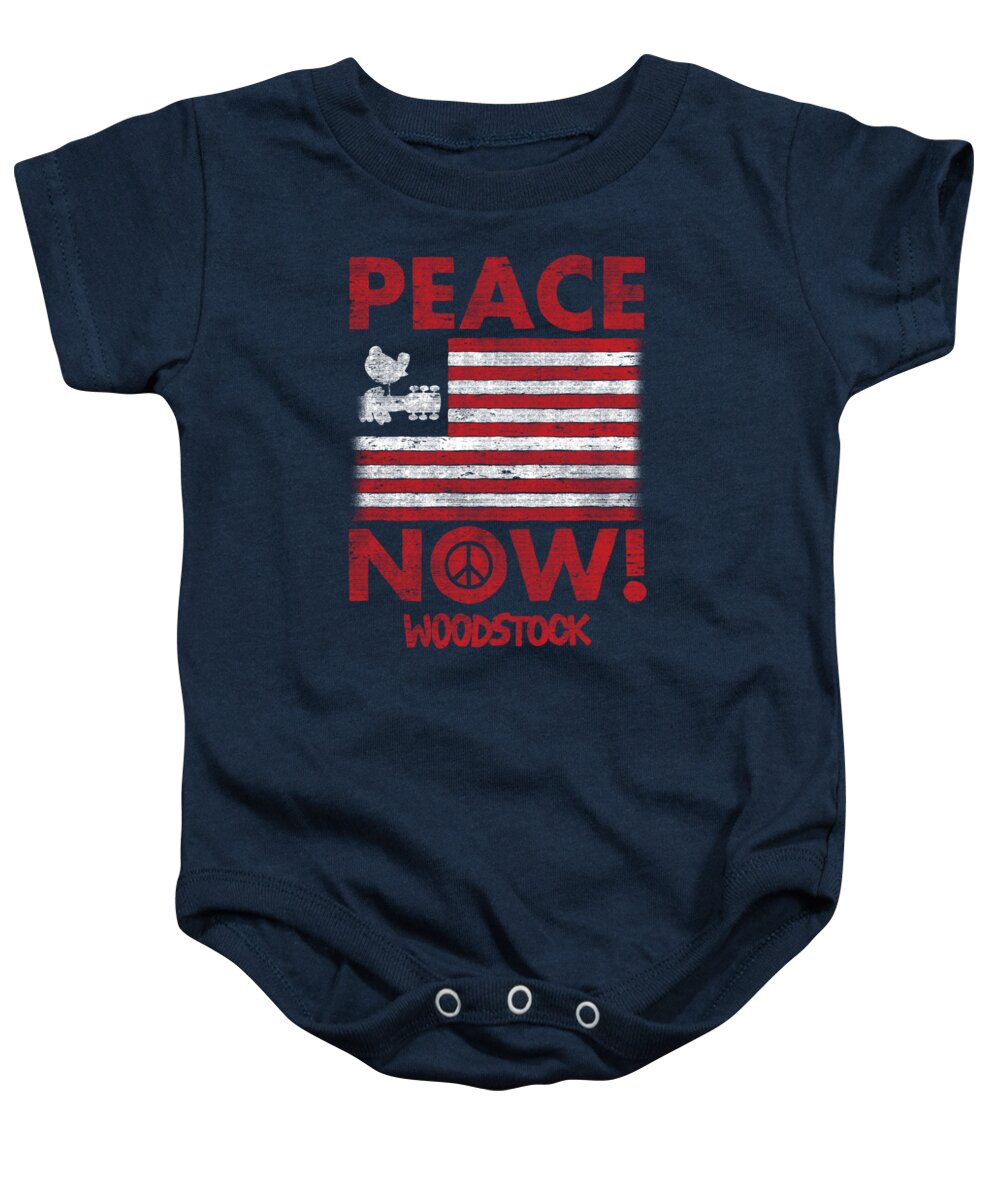  Baby Onesie featuring the digital art Woodstock - Peace Now by Brand A