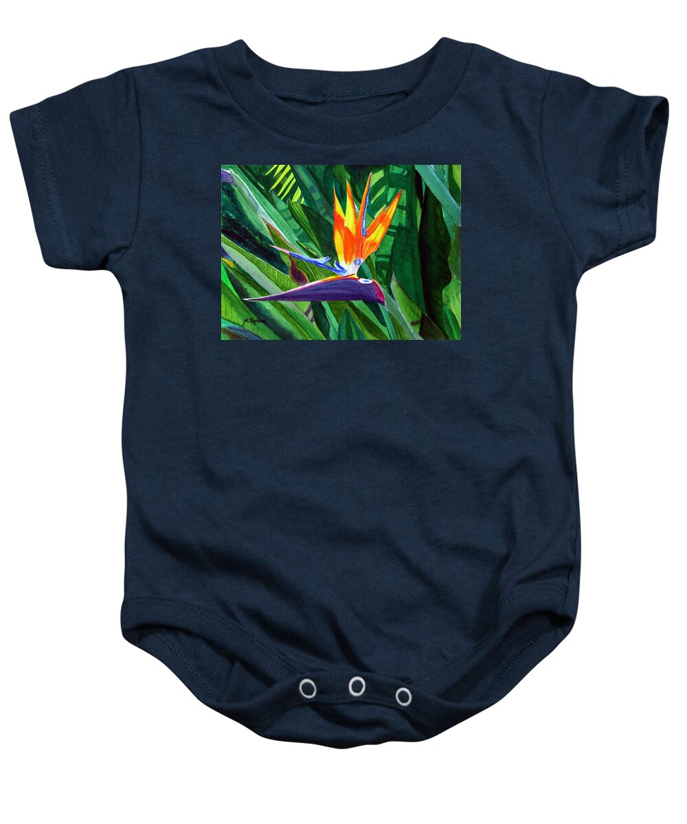 Flower Baby Onesie featuring the painting Bird-of-Paradise by Mike Robles