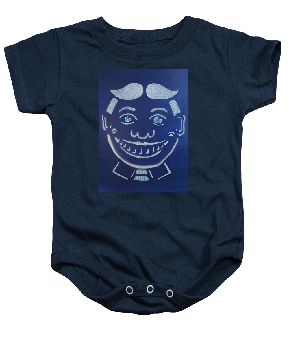 Tillie Of Asbury Park Baby Onesie featuring the painting Blue Dream Tillie by Patricia Arroyo