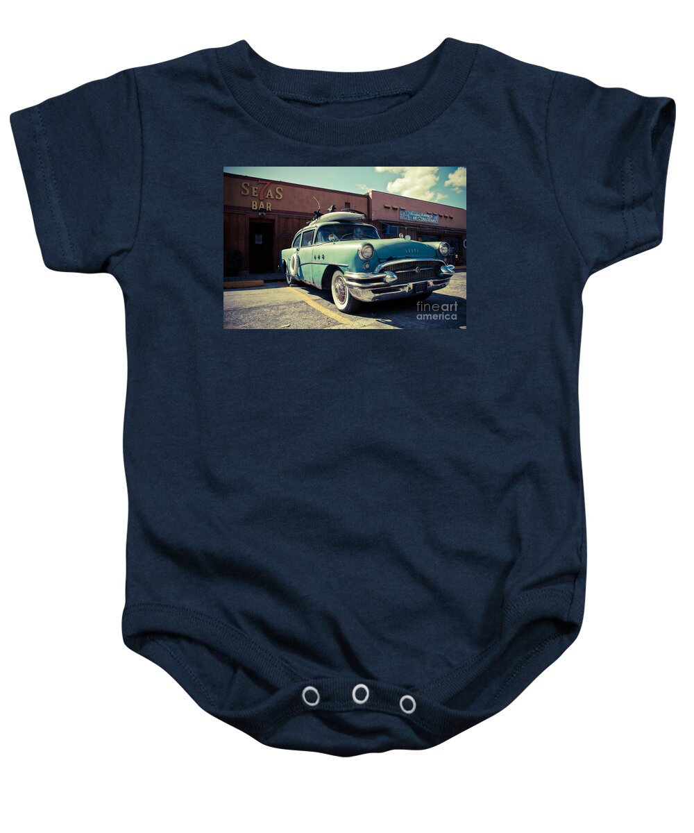 Miami Baby Onesie featuring the photograph Buick by Hannes Cmarits