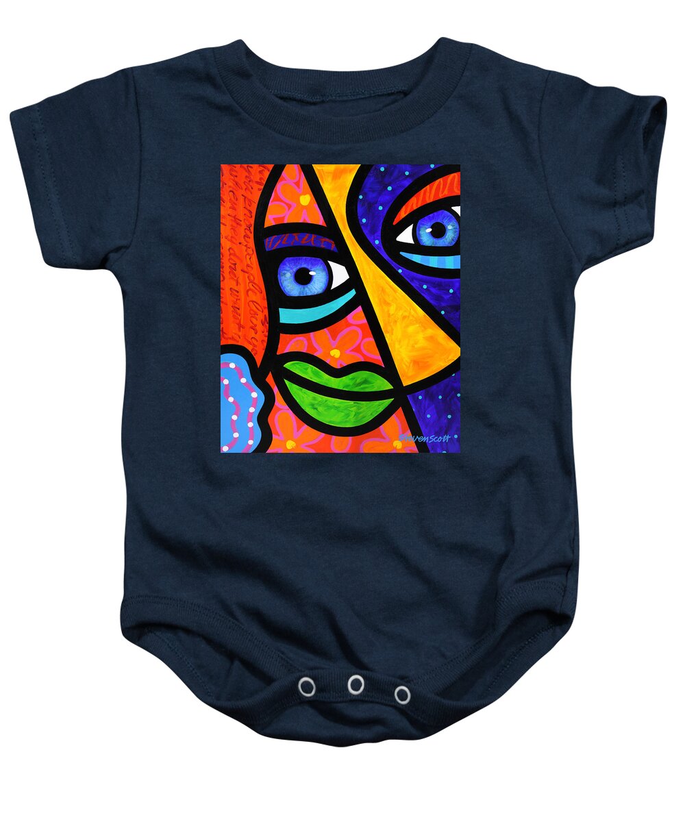 Abstract Baby Onesie featuring the painting How Do I Look by Steven Scott