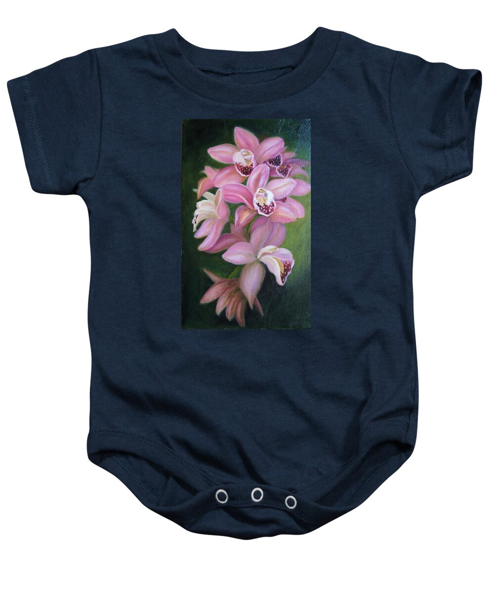Flower Baby Onesie featuring the painting Orchids by Marlyn Boyd