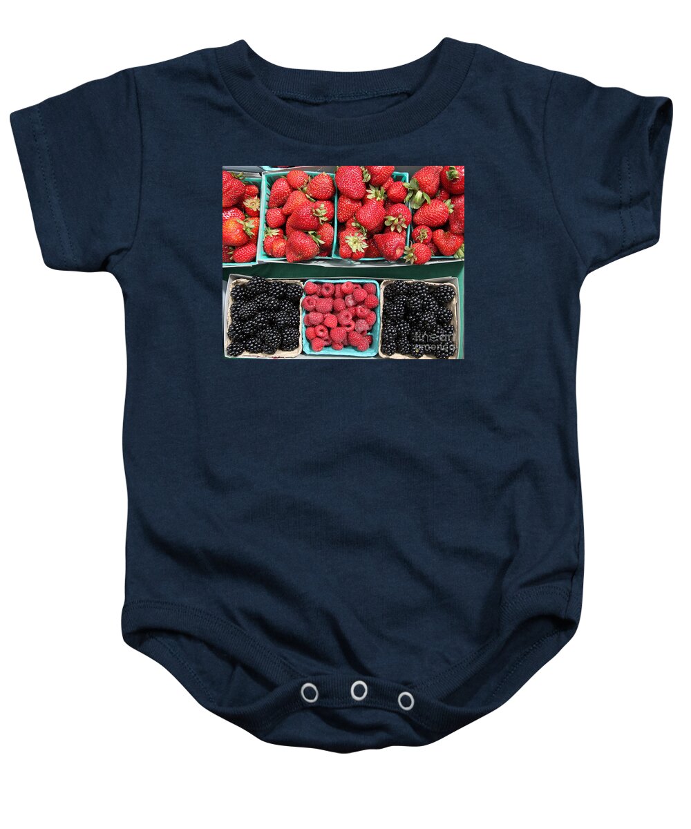 Strawberry Baby Onesie featuring the photograph Strawberries Blackberries Rasberries - 5D17809 by Wingsdomain Art and Photography