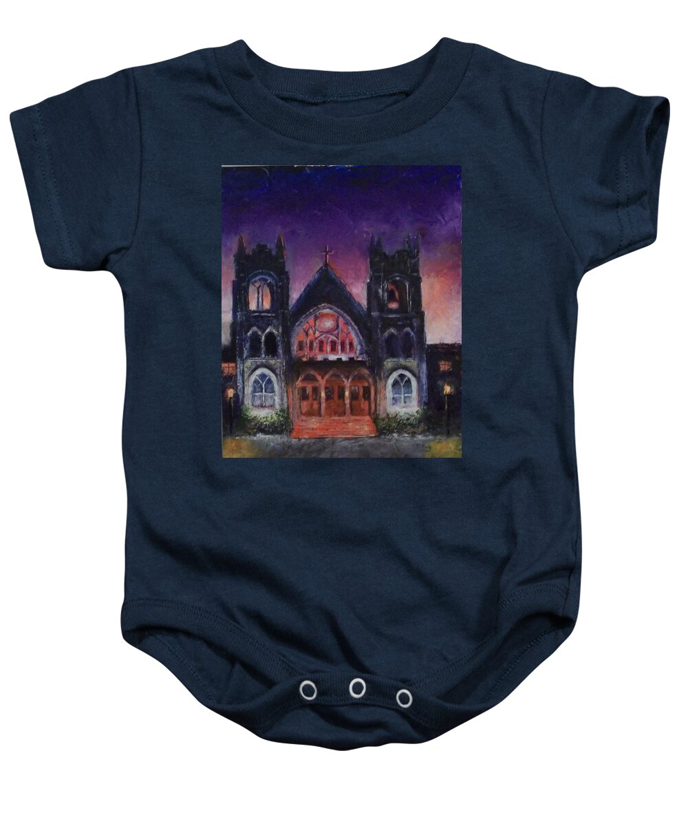 Church Baby Onesie featuring the painting Untitled by Stephen King