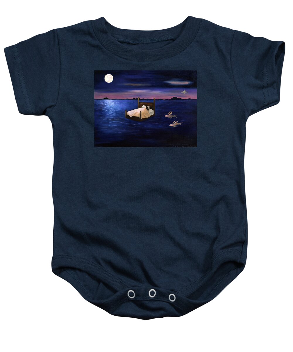 Ocean Baby Onesie featuring the painting Wet Dreams by Leah Saulnier The Painting Maniac