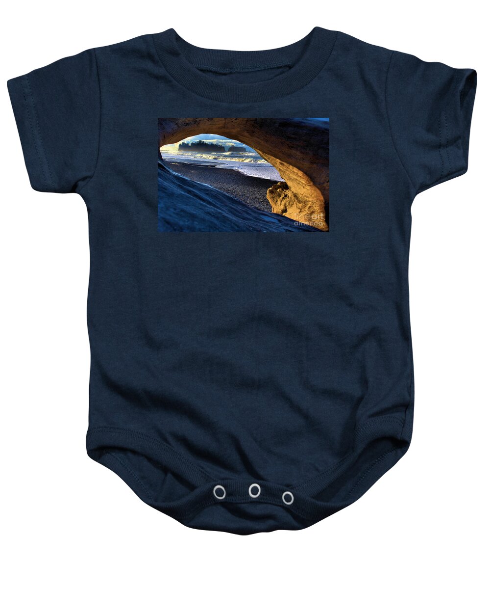 Rialto Beach Baby Onesie featuring the photograph Window To The Sea by Adam Jewell