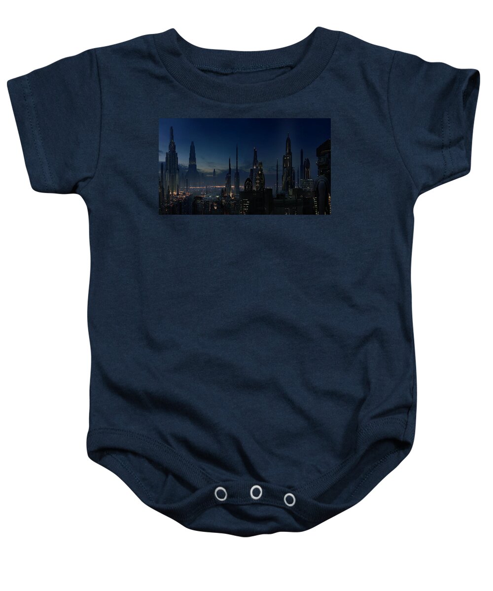 City Baby Onesie featuring the digital art City #1 by Maye Loeser