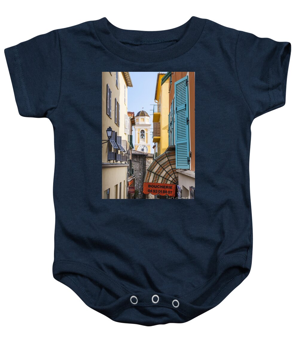 Villefranche-sur-mer Baby Onesie featuring the photograph Old town in Villefranche-sur-Mer 2 by Elena Elisseeva