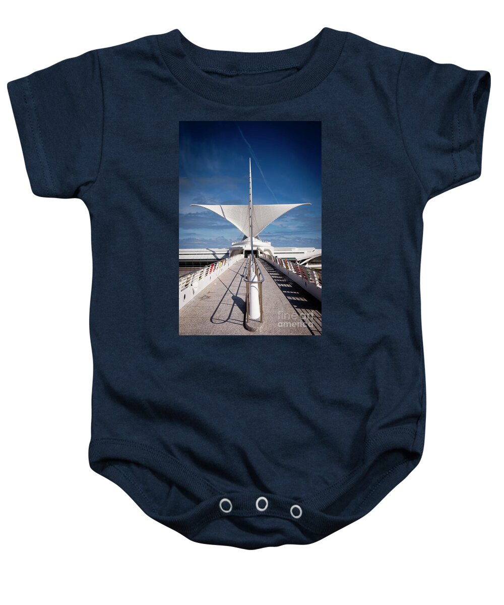Milwaukee Baby Onesie featuring the photograph 1273 Milwaukee Museum of Art by Steve Sturgill