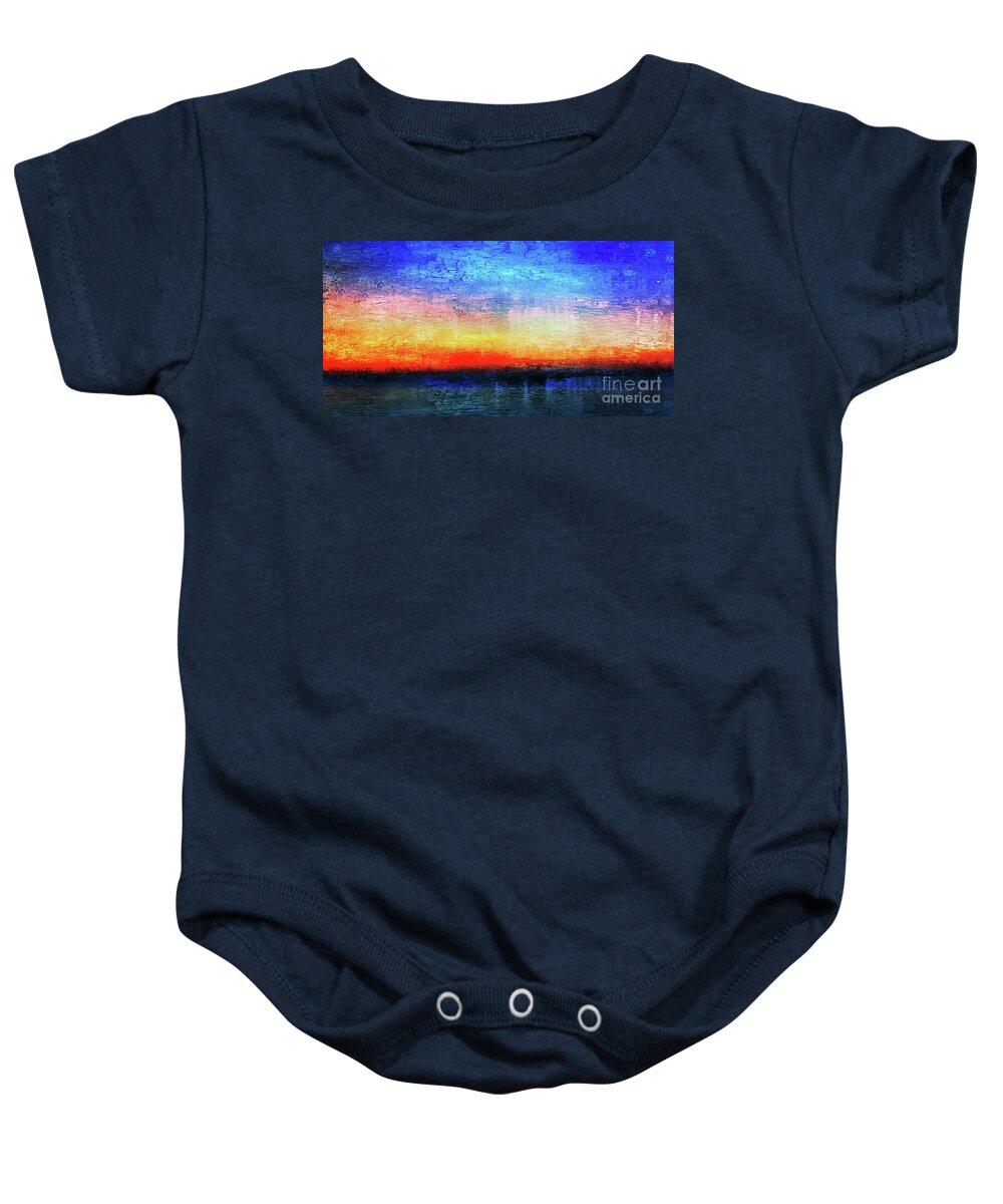 Abstract Baby Onesie featuring the painting 15a Abstract Seascape Sunrise Painting Digital by Ricardos Creations