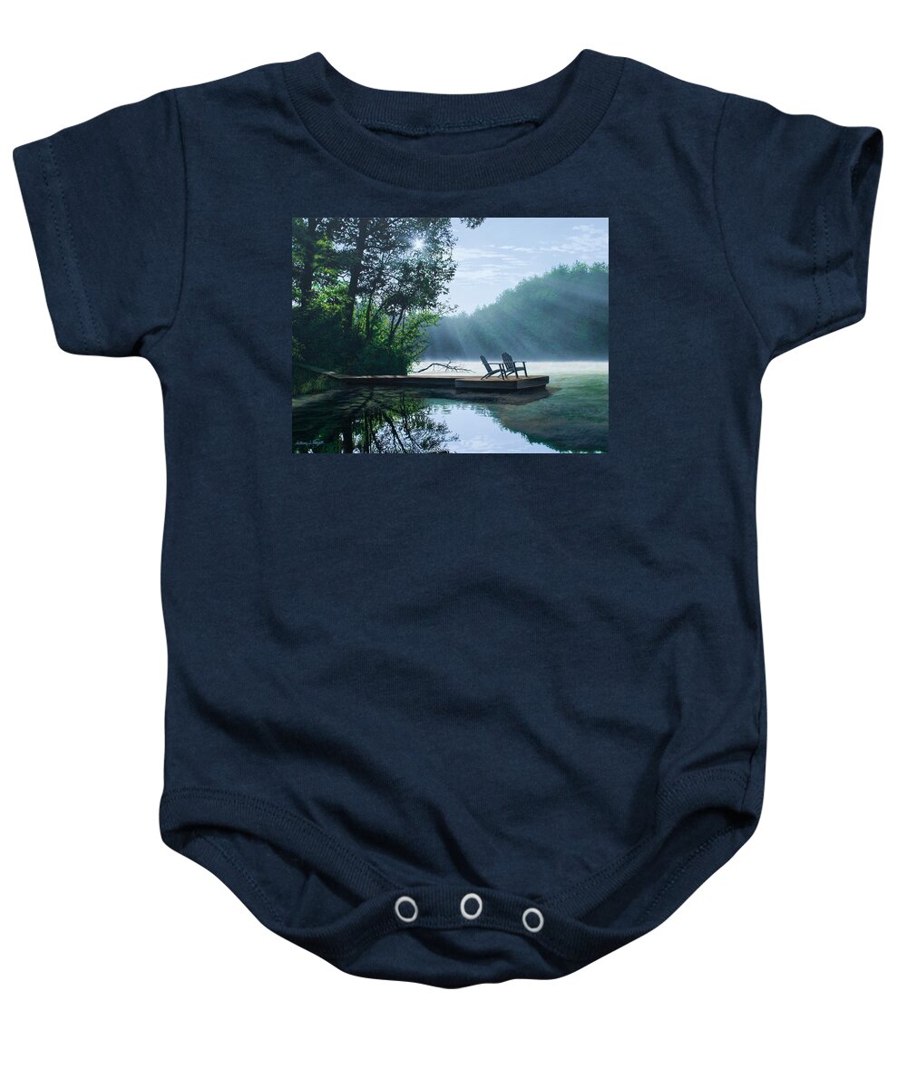 Landscape Baby Onesie featuring the painting A Place to Ponder by Anthony Padgett