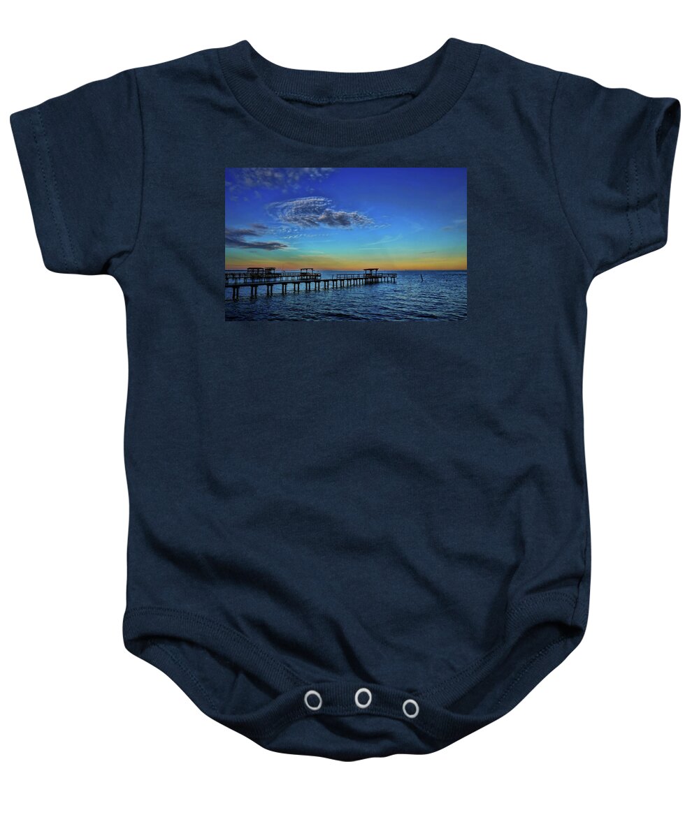 Kemah Baby Onesie featuring the photograph An Evening in Kemah Vibrant Colors by Judy Vincent