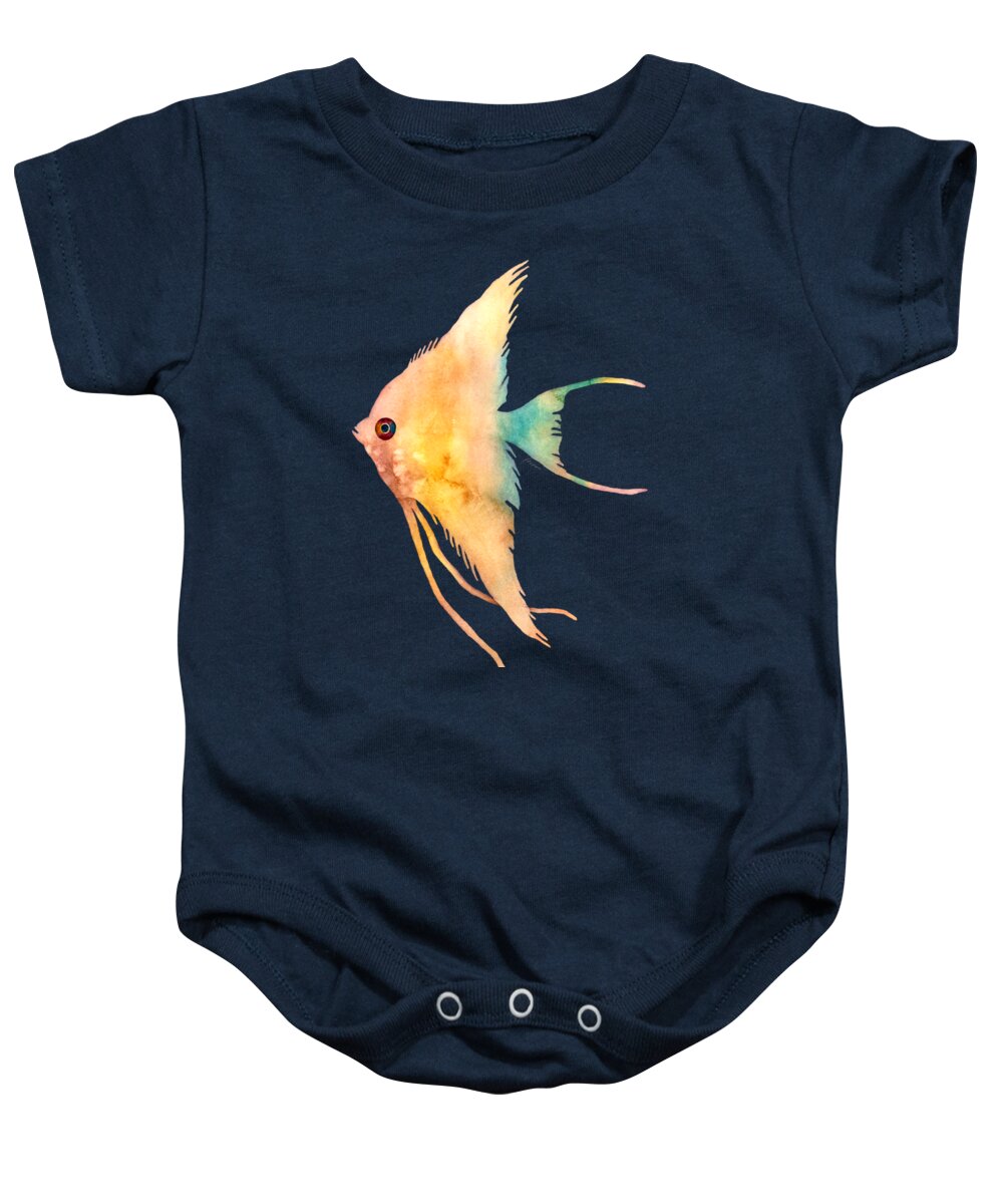 Fish Baby Onesie featuring the painting Angelfish II - solid background by Hailey E Herrera