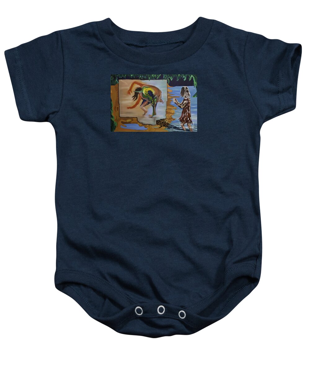Cartwheel Baby Onesie featuring the painting Applauding The Cartwheel by James Lavott
