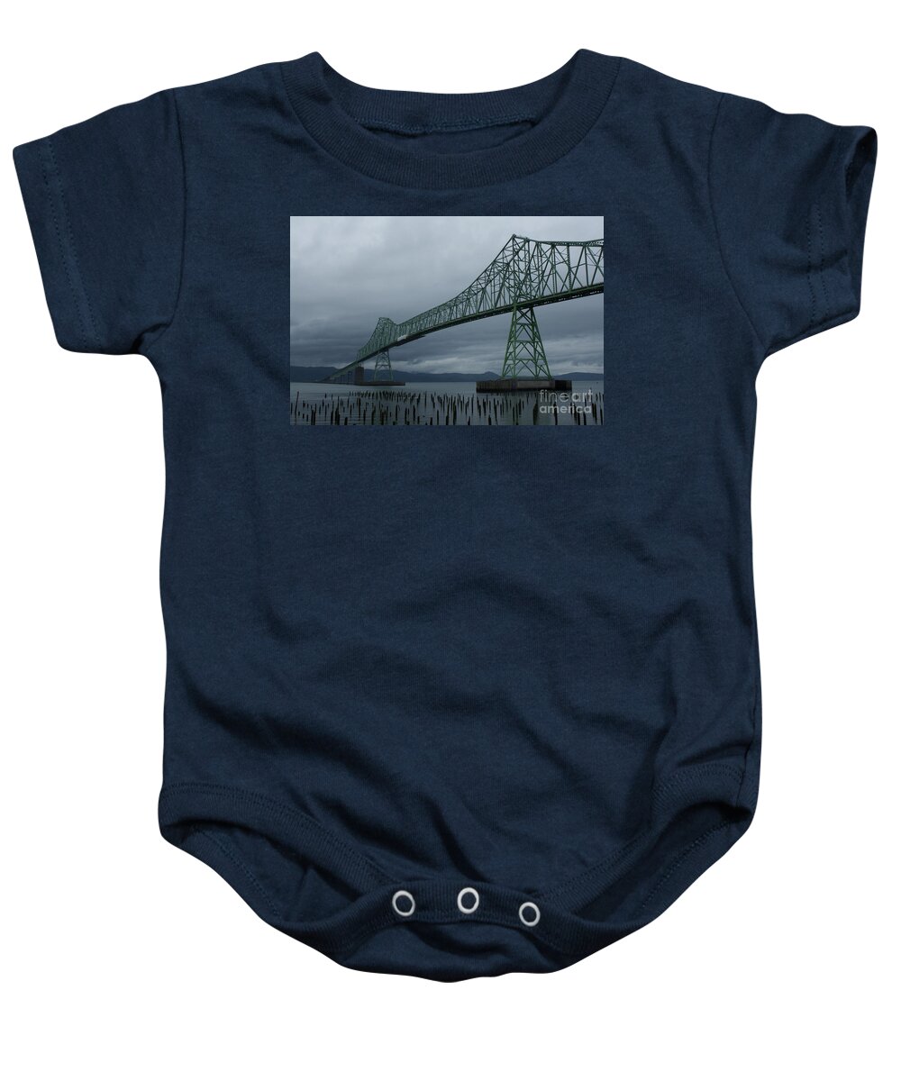 Bridge Baby Onesie featuring the photograph Astoria Bridge by Suzanne Lorenz