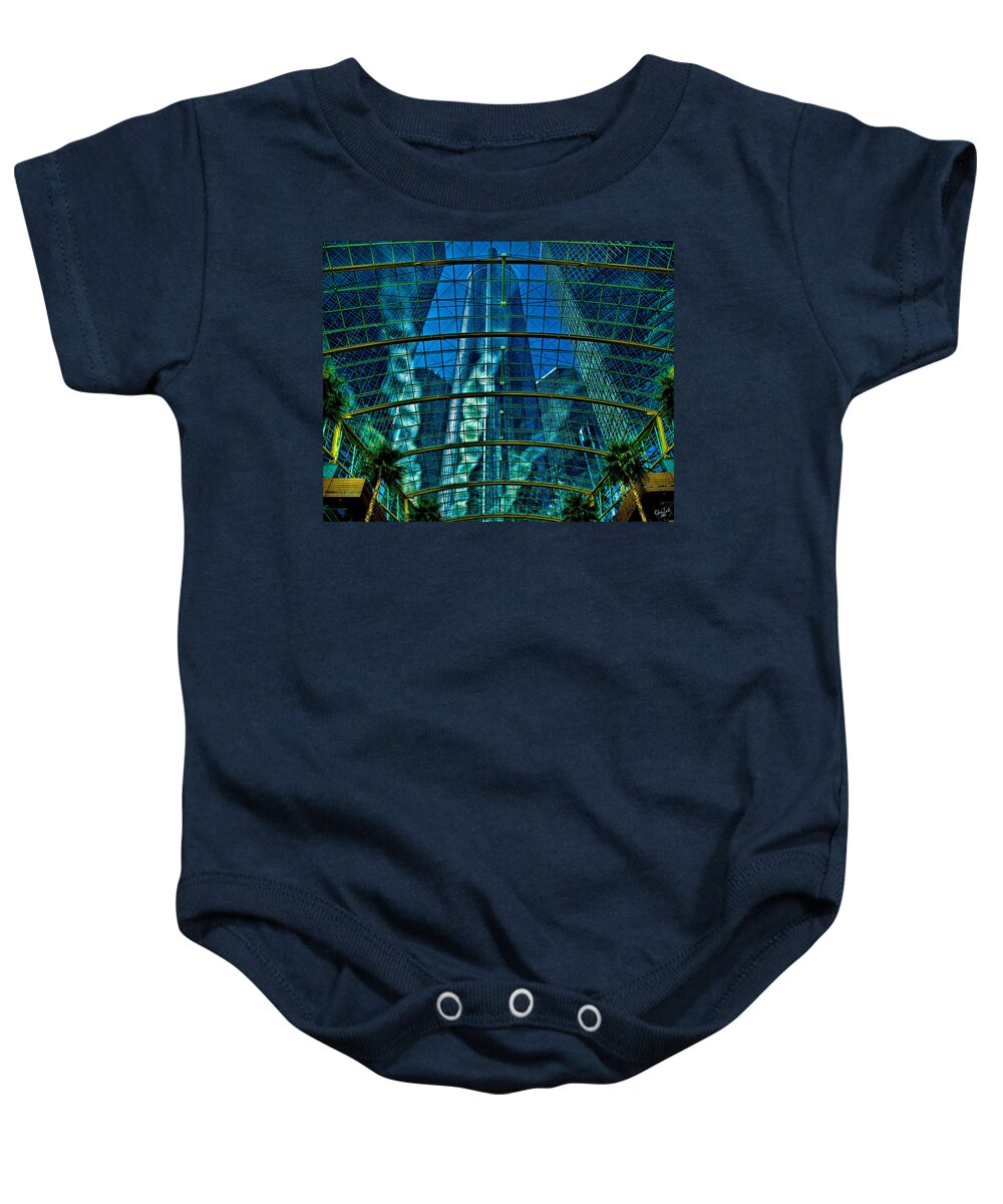 Hdr Baby Onesie featuring the photograph Atrium GM Building Detroit by Chris Lord