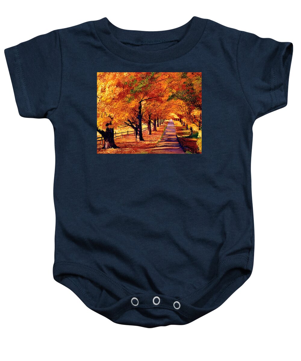 Autumn Baby Onesie featuring the painting Autumn in Vermont by David Lloyd Glover