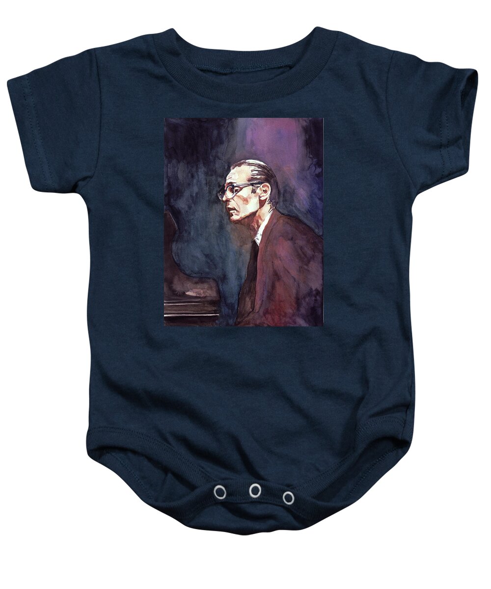 Jazz Baby Onesie featuring the painting Bill Evans - Blue Symphony by David Lloyd Glover