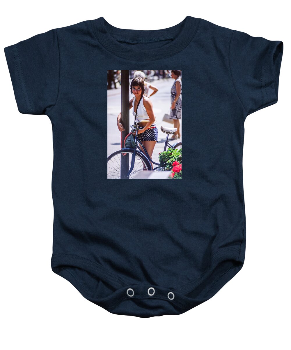 Downtown_printed Baby Onesie featuring the photograph Bird Girl by Mike Evangelist