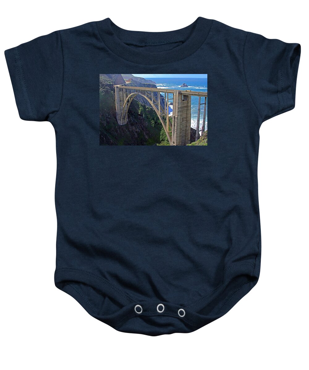 Photography By Suzanne Stout Baby Onesie featuring the photograph Bixby Bridge by Suzanne Stout