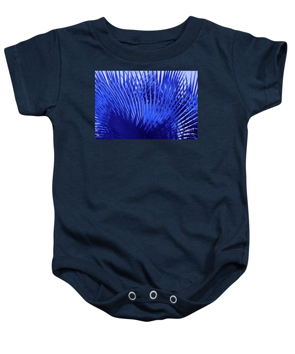 Blue Palm Leaves Baby Onesie featuring the photograph Blue Palms by Leah McPhail