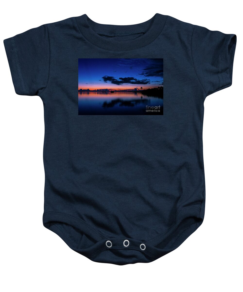 Sunset Baby Onesie featuring the photograph Blue Sky Night by Quinn Sedam