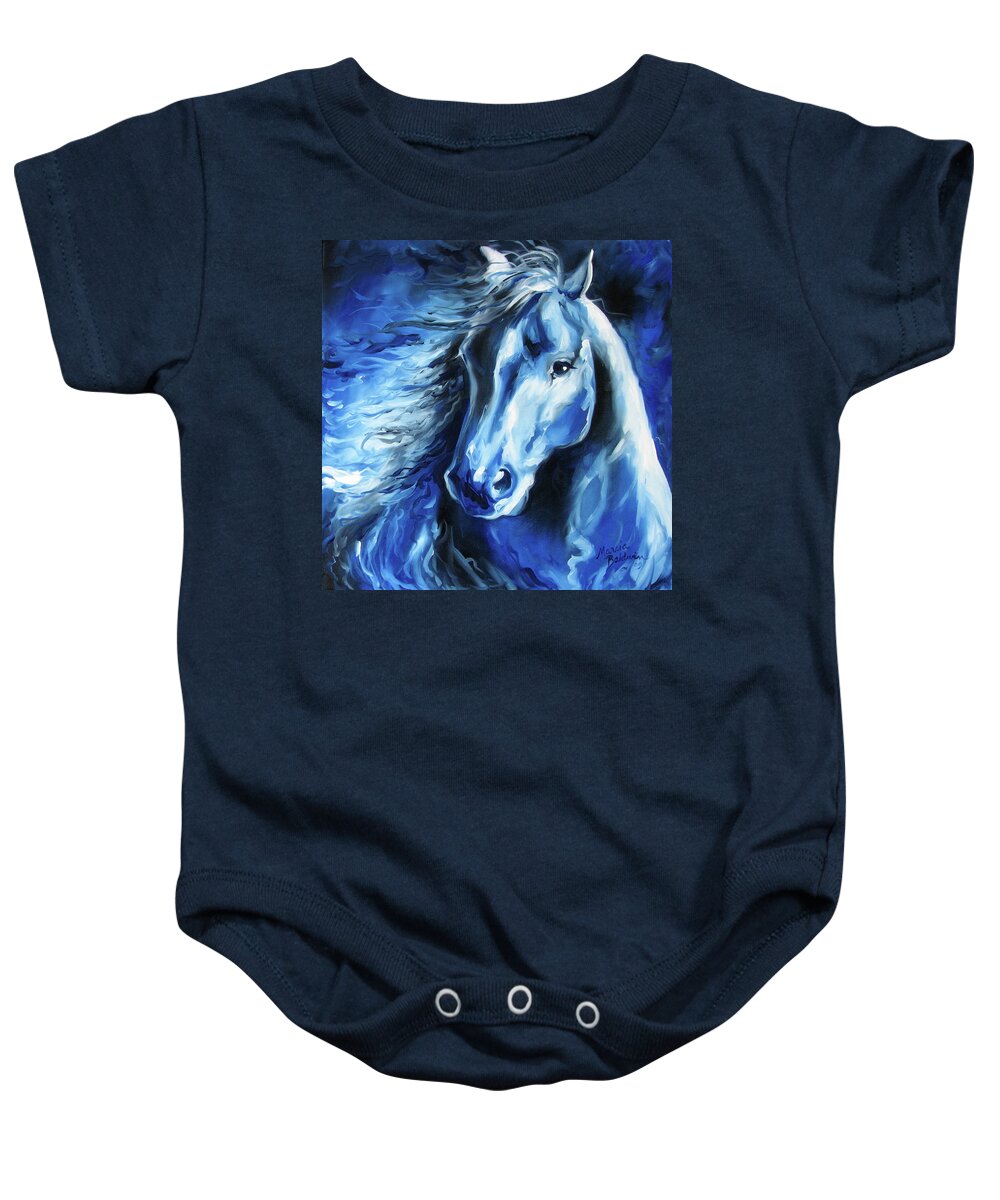 Horse Baby Onesie featuring the painting Blue Thunder by Marcia Baldwin