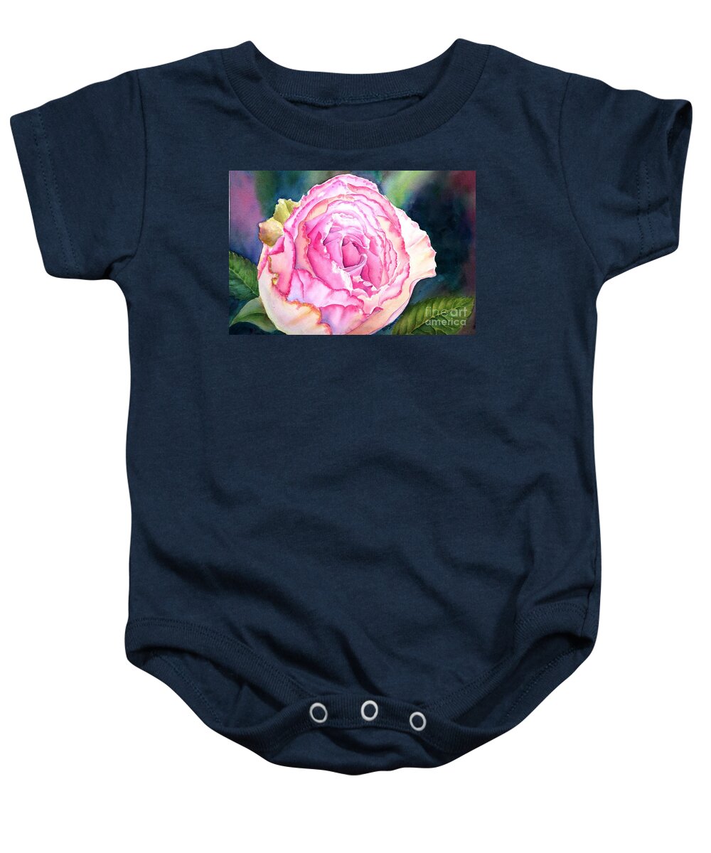 Rose Baby Onesie featuring the painting Cabbagetown Rose by Petra Burgmann