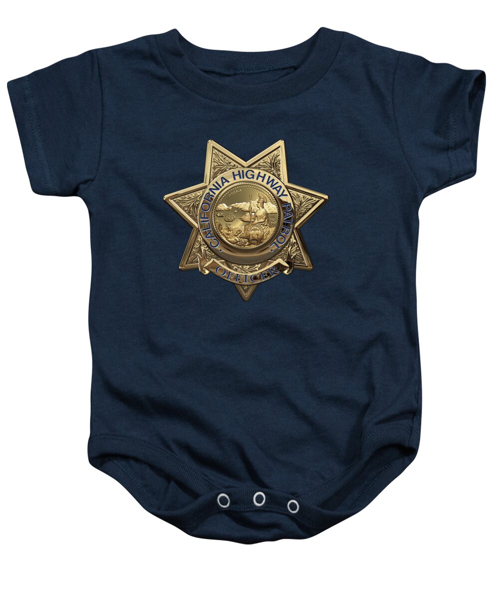 'law Enforcement Insignia & Heraldry' Collection By Serge Averbukh Baby Onesie featuring the digital art California Highway Patrol - C H P Police Officer Badge over Blue Velvet by Serge Averbukh