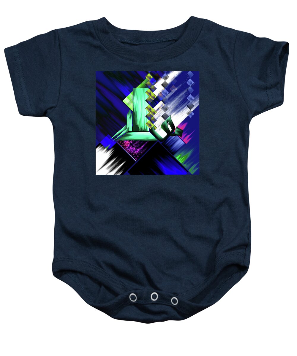 Abstract Baby Onesie featuring the painting Calligraphy 105 4 by Mawra Tahreem