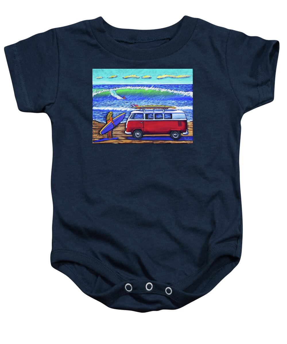 Surf Baby Onesie featuring the painting Checking Out the Waves by Kevin Hughes