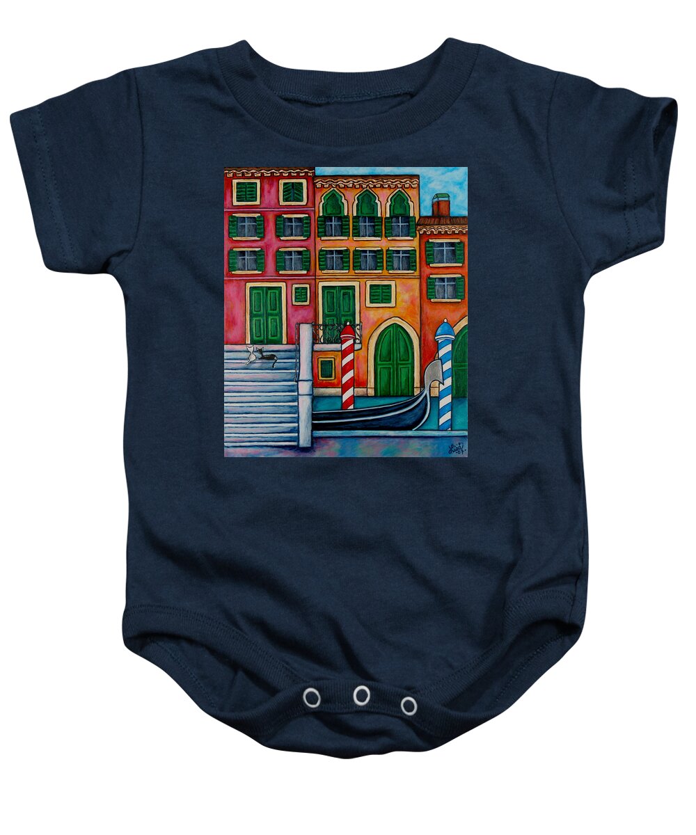 Italy Baby Onesie featuring the painting Colours of Venice, Italy by Lisa Lorenz