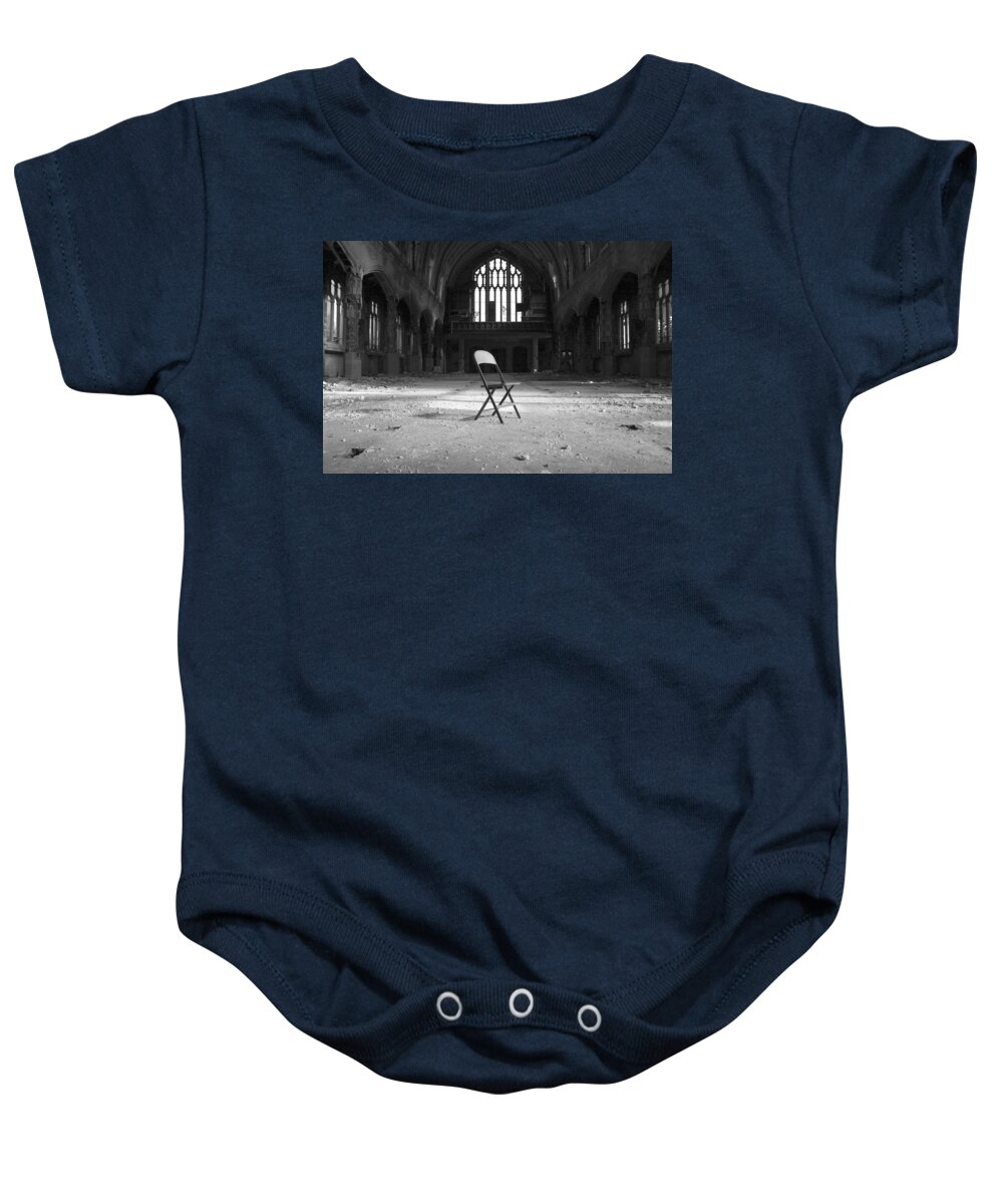 Chair Baby Onesie featuring the photograph Confess by Pravin Sitaraman