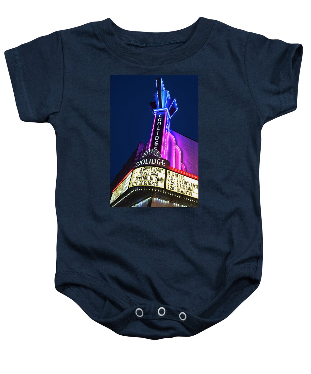 Brookline Baby Onesie featuring the photograph Coolidge Corner Theatre Harvard St Brookline MA Close by Toby McGuire