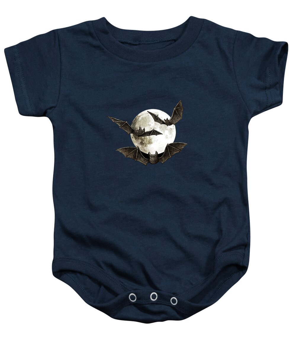 Moon Baby Onesie featuring the drawing Creatures Of The Night by Little Bunny Sunshine