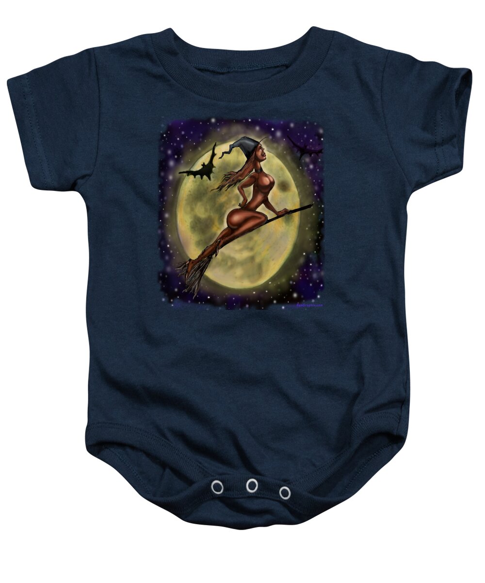 Halloween Baby Onesie featuring the digital art Enchanting Halloween Witch by Kevin Middleton