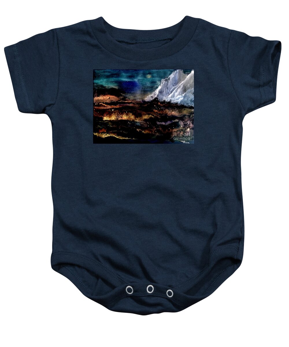Eruption Baby Onesie featuring the painting Eruption by Denise Tomasura