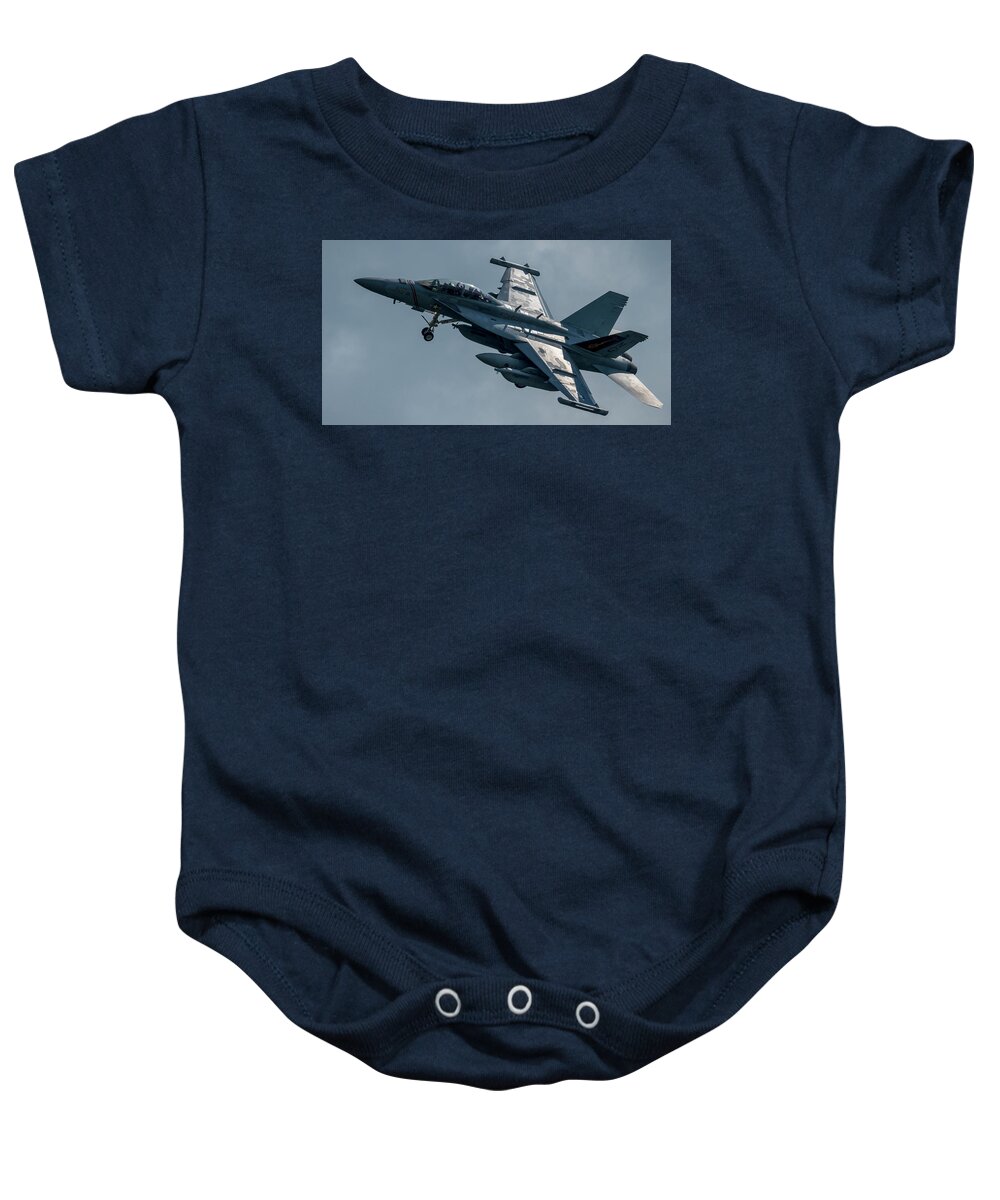 F18 Baby Onesie featuring the photograph Boeing EA-18G Growler Over Head by Phil And Karen Rispin