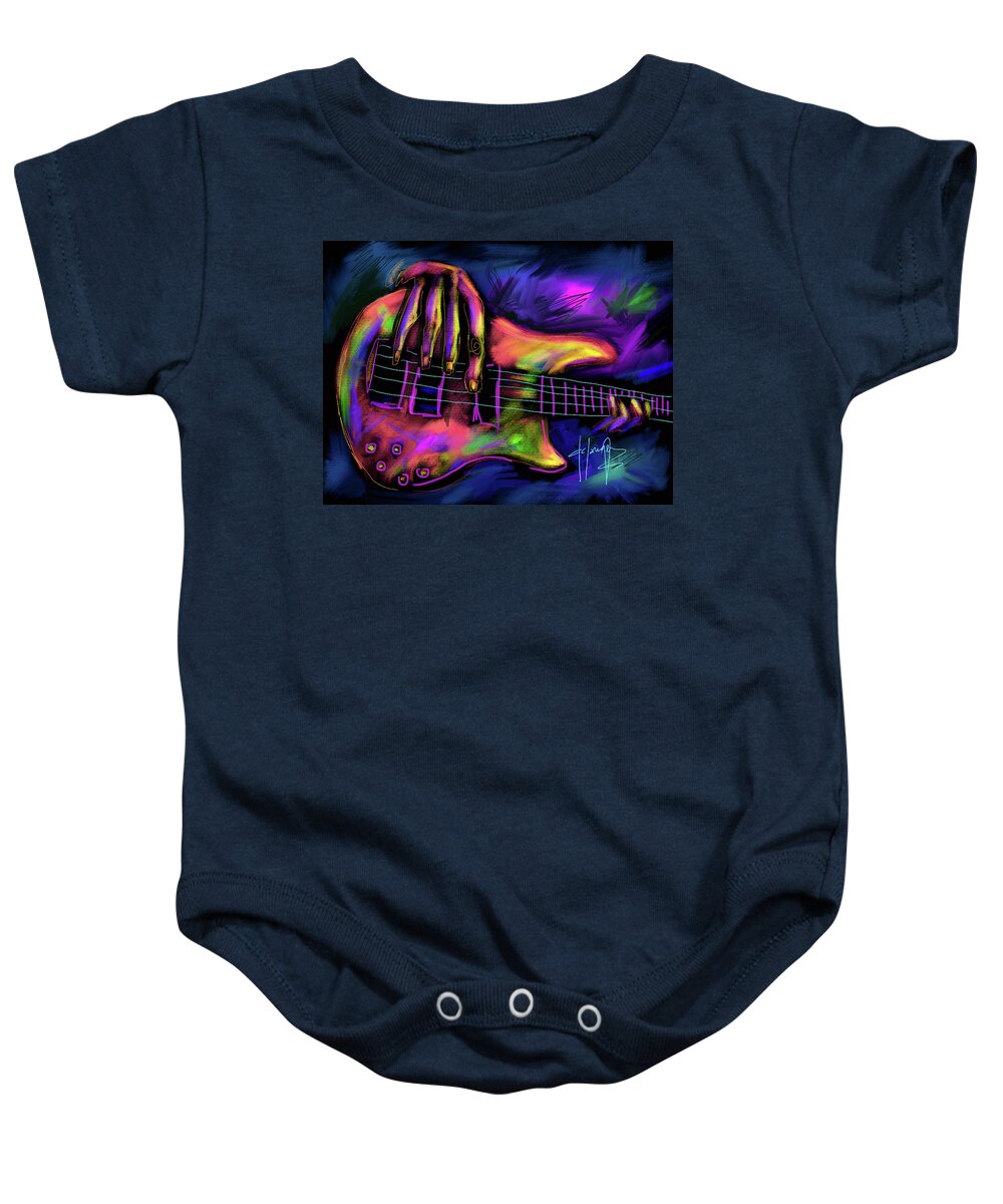 Guitar Baby Onesie featuring the painting Five String Bass by DC Langer