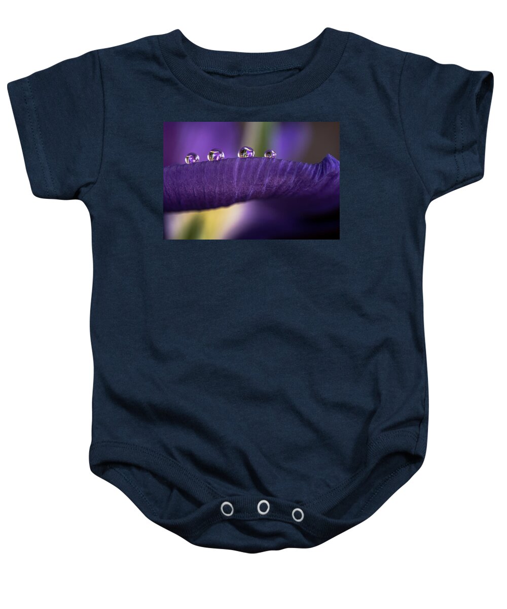 Drops Baby Onesie featuring the photograph Four drops by Wolfgang Stocker